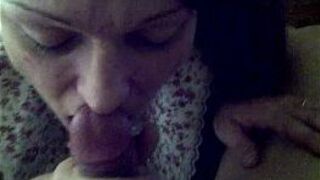 Sexy housewife sucking a door to door salesman while hubby is at work porn video